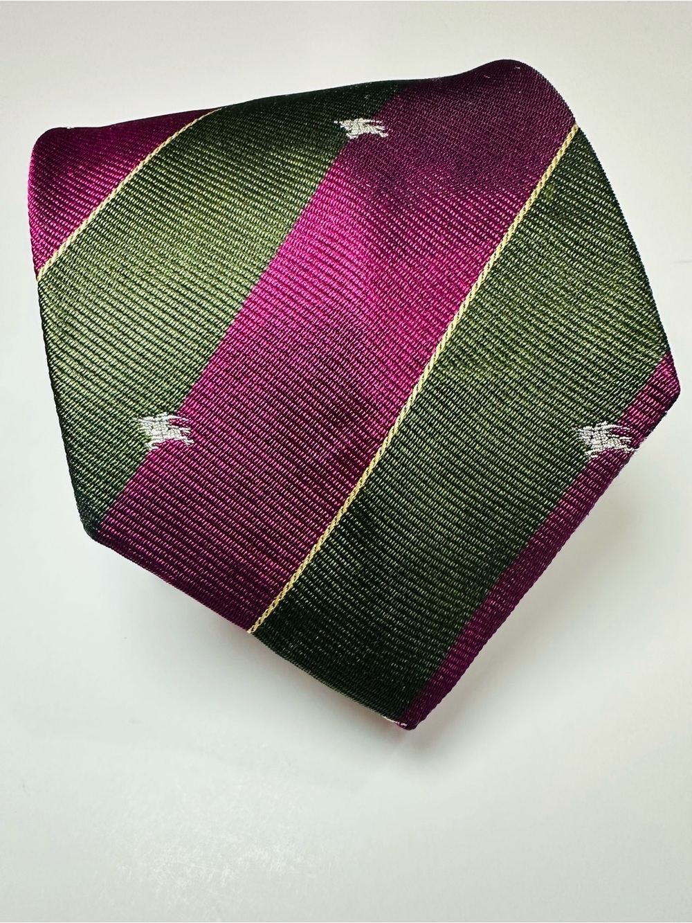 BURBERRYS VINTAGE PRE 1999 MADE IN ENGLAND SILK TIE STRIPED OLD MONEY PREPPY - Picture 4 of 13